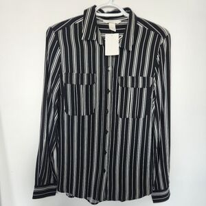 Black and White Striped Button Up shirt